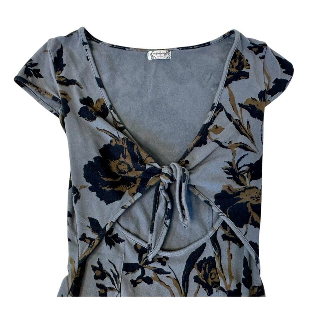INTIMATELY FREE PEOPLE Wowzers Cut Out Floral Bodysuit Black Grey Keyhole Sz XS - Picture 4 of 9